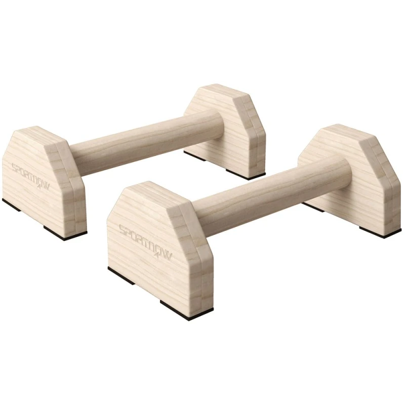 Image of SPORTNOW Sportnow - Wooden Parallettes Push Up Bars Calisthenics Equipment for Home Gym 5056725539504