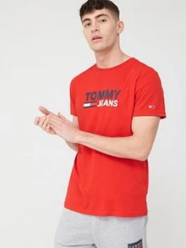 Image of Tommy Jeans Corp Logo T-Shirt - Crimson
