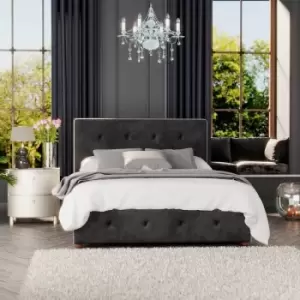 Image of Hesper Ottoman Storage Bed, Mirazzi Velvet, Black Double - Laurence Llewelyn-bowen