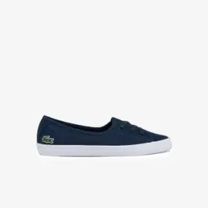 Image of Lacoste Womens Ziane Chunky Canvas Trainers Size 5 UK Navy & White