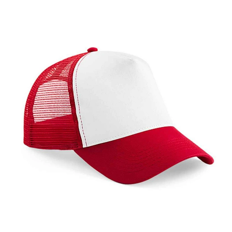 Image of Beechfield Beechfield Men Snapback Trucker Cap in Crimson Crimson One Size Male 5063527835819