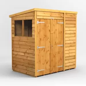 Image of 6x4 Power Overlap Pent Double Door Garden Shed