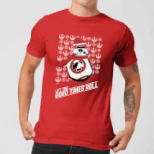 Image of Star Wars Let The Good Times Roll Mens Christmas T-Shirt - Red - S
