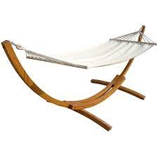 Image of Charles Bentley Cream Canvas Hammock With Wooden Arc Stand