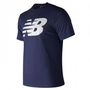 Image of New Balance Logo Graphic QT T Shirt Mens - Navy