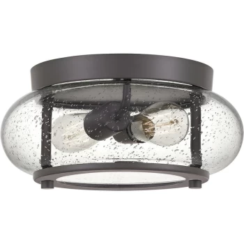 Image of Trilogy 2 Light Flush Mount, Old Bronze, E27 - Elstead
