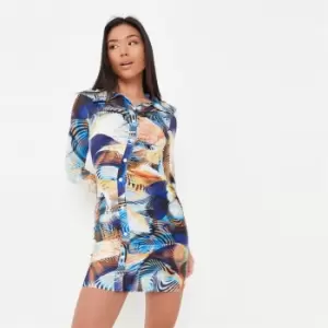 Image of Missguided Asym Ruched Mini Dress - Multi