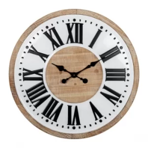 Image of HOMETIME Metal & Wood Wall Clock with Roman Numerals 60cm