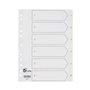 Image of Elite A4 Premium Index White Tabs Polypropylene 1 6 White 940267