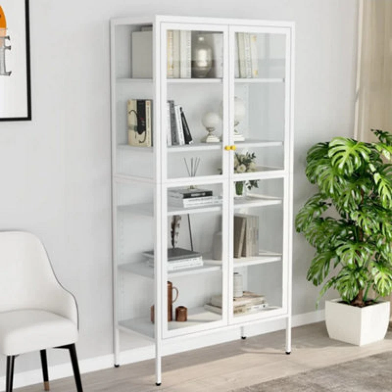 Image of VIDAXL Display Cabinet White 90x40x180cm Steel and Tempered Glass Vidaxl 8720286564455