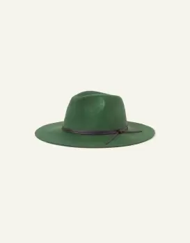 Image of Accessorize Womens Wool Fedora Green, Size: 57cm
