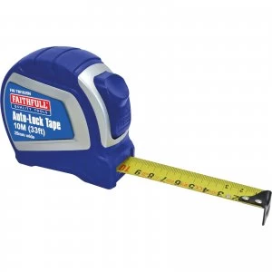 Image of Faithfull Auto-Lock Tape Measure Imperial & Metric 33ft / 10m 25mm