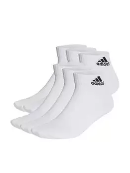Image of adidas Performance Cushioned Sportswear Ankle Socks (6 Pack) - White/Black Size M Men