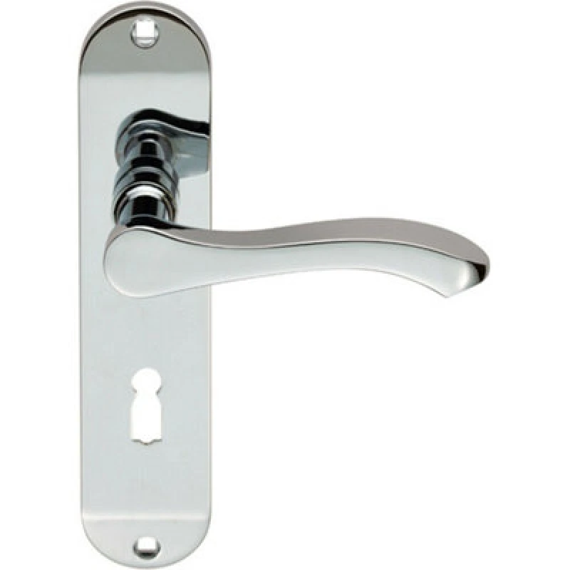Image of Loops PAIR Scroll Lever Door Handle on Lock Backplate 180 x 40mm Polished Chrome Multi