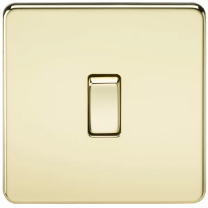 Image of KnightsBridge 10A 1G 2 Way 230V Screwless Polished Brass Electric Wall Plate Switch