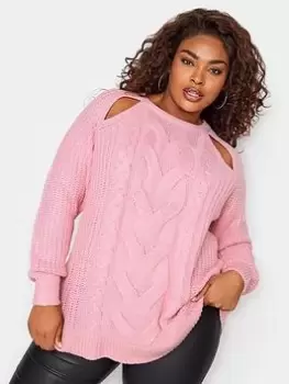 Image of Yours Cable Cut Out Jumper Orchid, Pink, Size 26-28, Women
