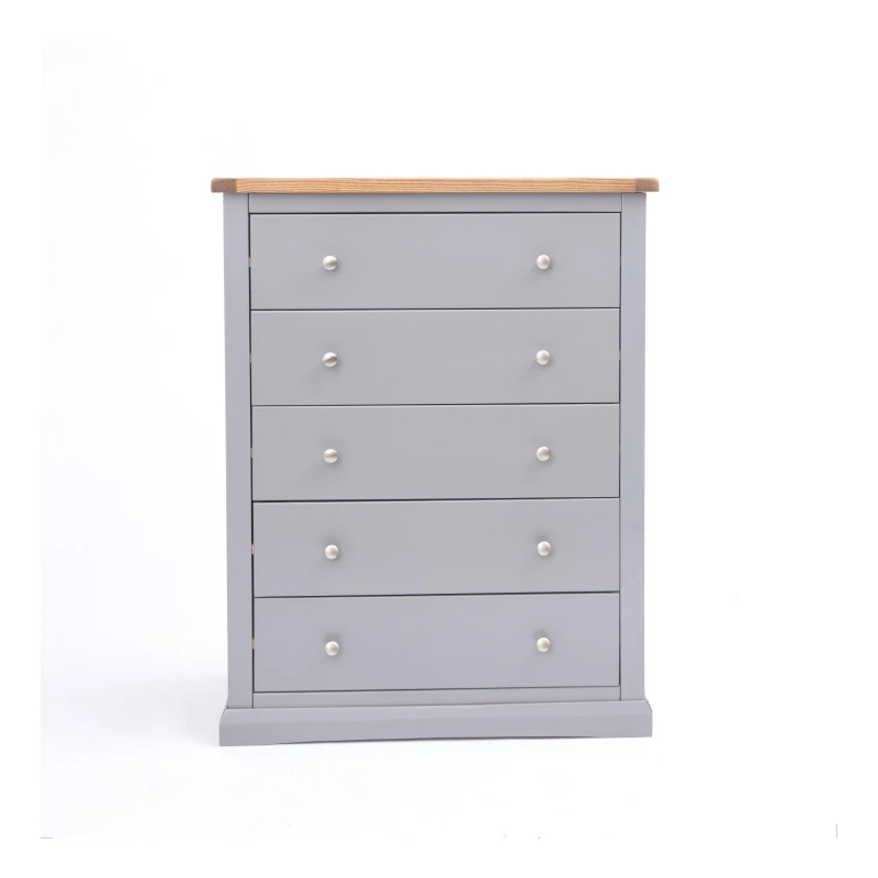 Image of Cabinet Bits Rocca 5 Drawer Chest of Drawers Chrome Knob in Grey Grey Unisex