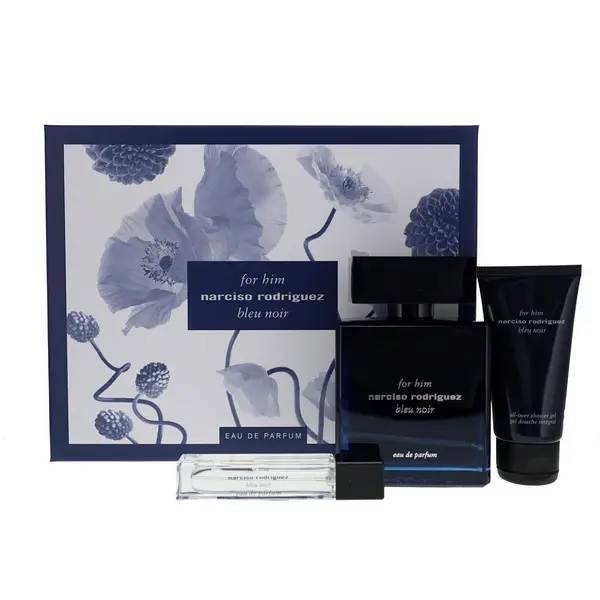 Image of Narciso Rodriguez Bleu Noir 100ml Eau de Parfum Gift Set 50ml Shower Gel, 10ml Eau de Parfum for Him