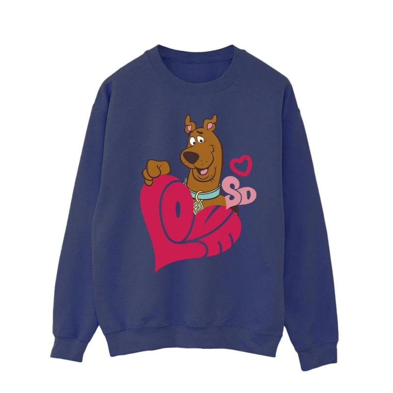Image of Scooby Doo Scooby Doo Men Love Heart Sweatshirt in Navy Size: Small Navy S Male 5063376336192
