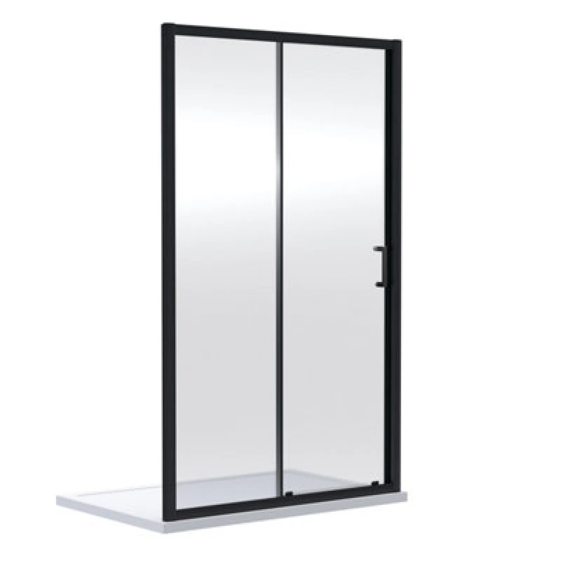 Image of nuie Rene 1900 x 1700mm Sliding Shower Door - Black SMSL17BP-E6