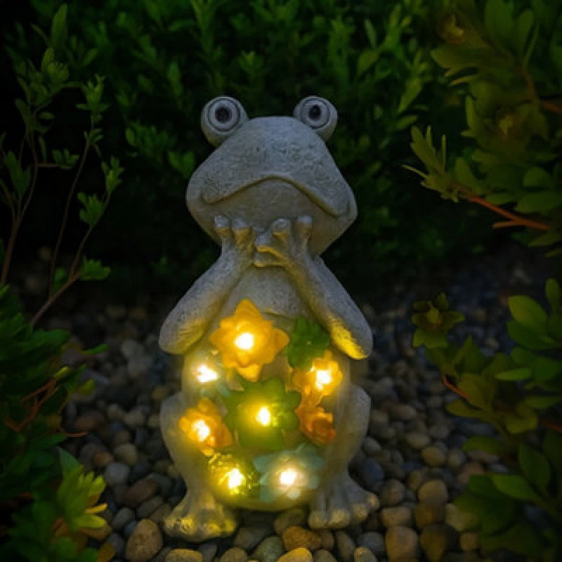 Image of ILFD Group Ltd Solar Frog Garden Ornament 24Cm / 9.5" - Pack Of 2