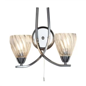 Image of 2 Light Indoor Glass Wall Light Chrome, Clear, E14