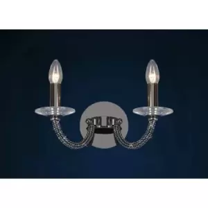 Image of Elena wall light with switch 2 Bulbs Black chrome / crystal