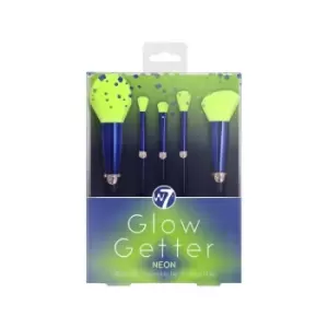 Image of W7 Glow Getter Neon Makeup Brush Set 5 pcs