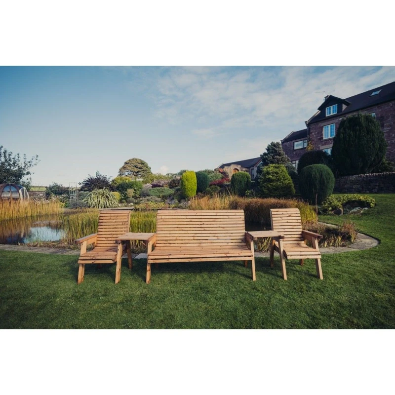 Image of Churnet Valley Garden Furniture Ltd Valley 5 Seater Set - Timber - Fully Assembled in Brown Brown Unisex