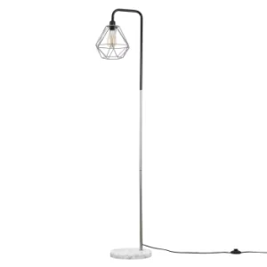 Image of Talisman Black and Chrome Floor Lamp with Grey Diablo Shade
