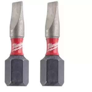 Image of Milwaukee SHOCKWAVE SL0.8x5.5 25mm Impact Screwdriver Bits - Pack of 2 - N/A