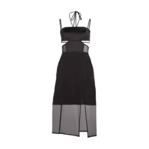 Image of Calvin Klein Jeans Sheer Midi Dress - Black