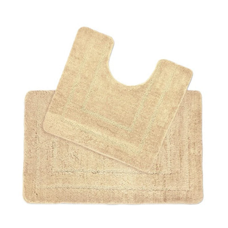Image of Allure Bath Fashions Two Piece Non-Slip Bath Mat And Pedestal Mat Set - Beige