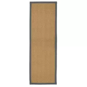 Image of Herringbone Runner with Border - Grey - 60x180cm