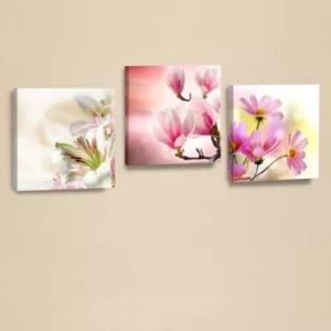 Image of AHM017 White Lilac Green Pink Fuchsia Decorative PU Leather Painting (3 Pieces)