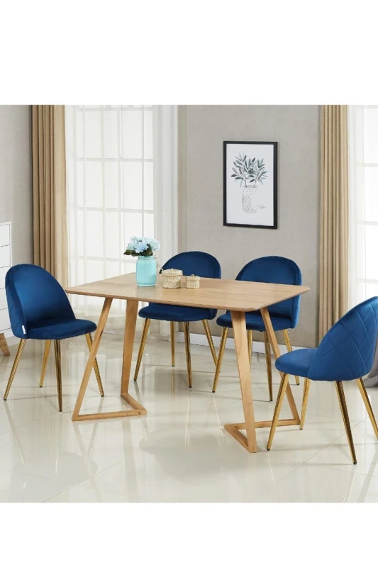 Image of Life Interiors Life Interiors 'Lucia Halo' Dining Set with a Table and 4 Chairs in Baby Blue Baby Blue One Size Unisex 5060926381152