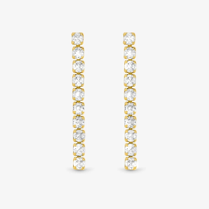 Image of Jon Richard Gold Plated CZ Round Tennis Earrings - Gift Box Drop Earrings One Size Gold 73392810000