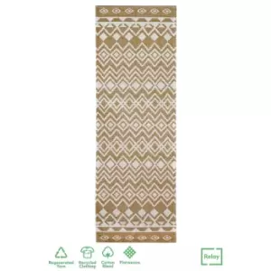 Image of Recycled Cotton Tribal Rug - Ochre - 60x180cm