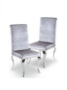 Image of Vida Living Ohio Pair Of Fabric Dining Chairs - Silver