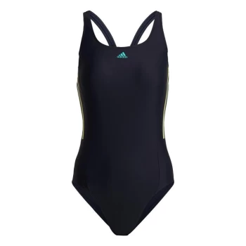 Image of adidas Mid 3-Stripes Swimsuit Womens - Legend Ink / Mint Rush