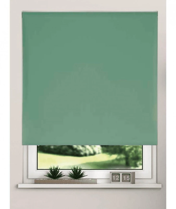 Image of New Edge Blinds Thermal Blackout Roller Blinds 175cm Drop x Width 160cm Basil in Emerald Size: 130m width x 175cm drop Emerald Unisex 130m width x