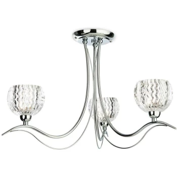 Image of Blanche - 3 Light Semi Flush Multi Arm Ceiling Light Chrome, Moulded Clear Glass, G9 - Firstlight