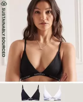 Image of Superdry Organic Cotton Harper Triangle Bralette 2 Pack