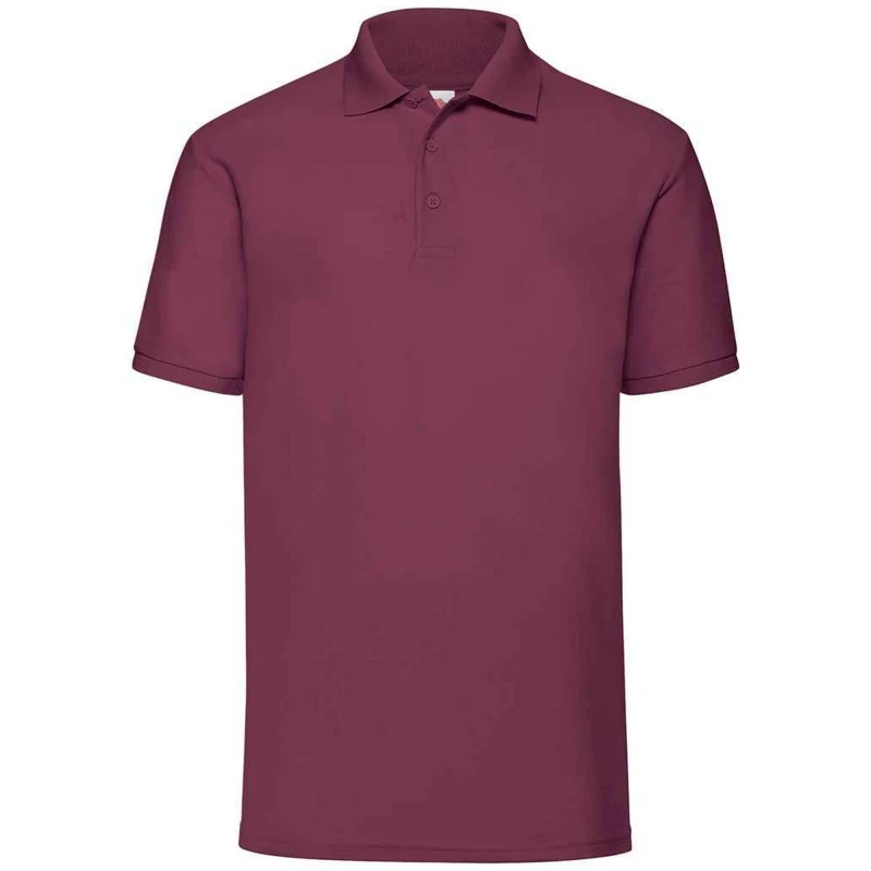 Image of Fruit Of The Loom Fruit of the Loom Men Pique Polo Shirt in Burgundy Size: Small Burgundy S Male 5063470870363