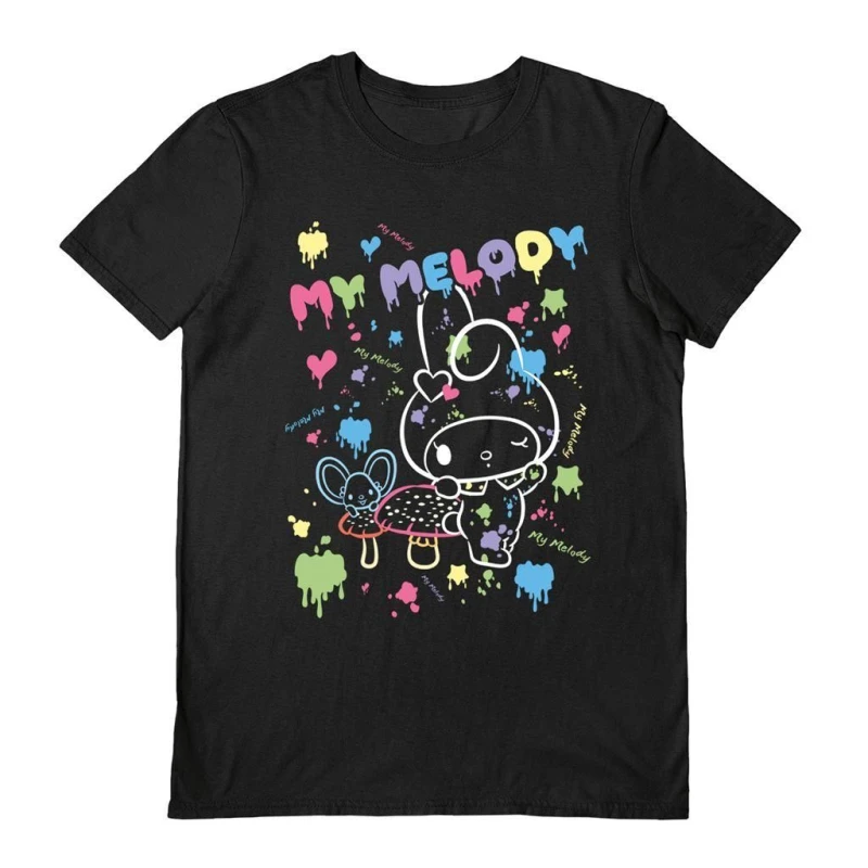 Image of Sanrio Mens Paint T-Shirt in Black Size: Small Black Male S