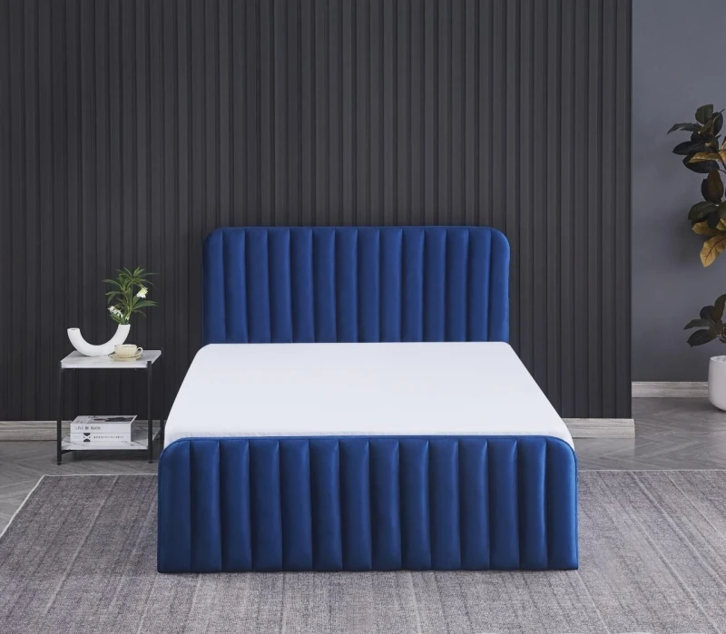 Image of KOSY KOALA Ottoman Storage Bed blue 4ft6 Big Double velvet bed gas lift up Storage Bed and 1 Mattress bedroom furniture Blue