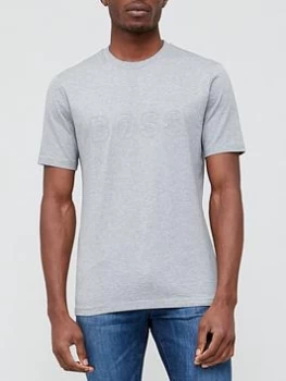 Image of Hugo Boss Tiburt Large Logo T-Shirt Silver Size S Men