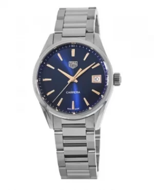 Image of Tag Heuer Carrera Quartz Blue Dial Stainless Steel Womens Watch WBK1312.BA0652 WBK1312.BA0652
