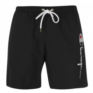 Image of Champion Logo Swim Shorts Mens - Black/Yellow