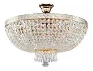 Image of Bella Semi Flush Ceiling Gold & Crystal, 6 Light, E14